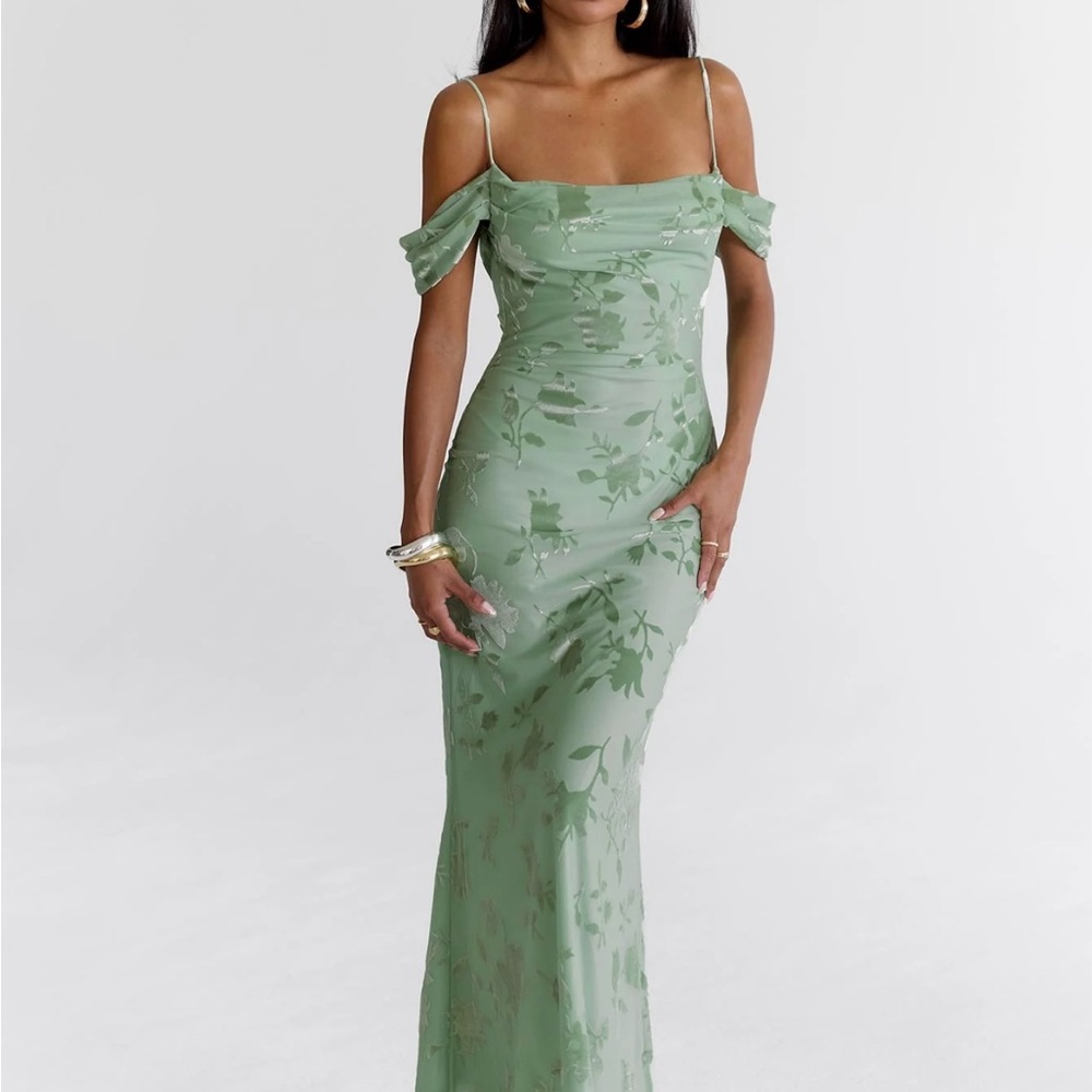 Princess Polly Sage Green Floral Maxi Dress